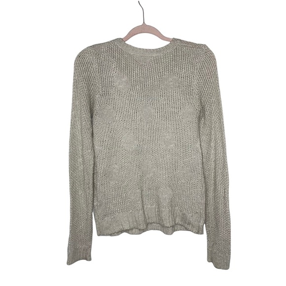 ELLE Cream Colored Crew Neck Sweater with Metallic Threads Woven Throughout M - Picture 4 of 6